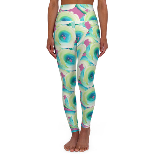 Bold Watercolor Pink Yoga Leggings – Comfort & Style