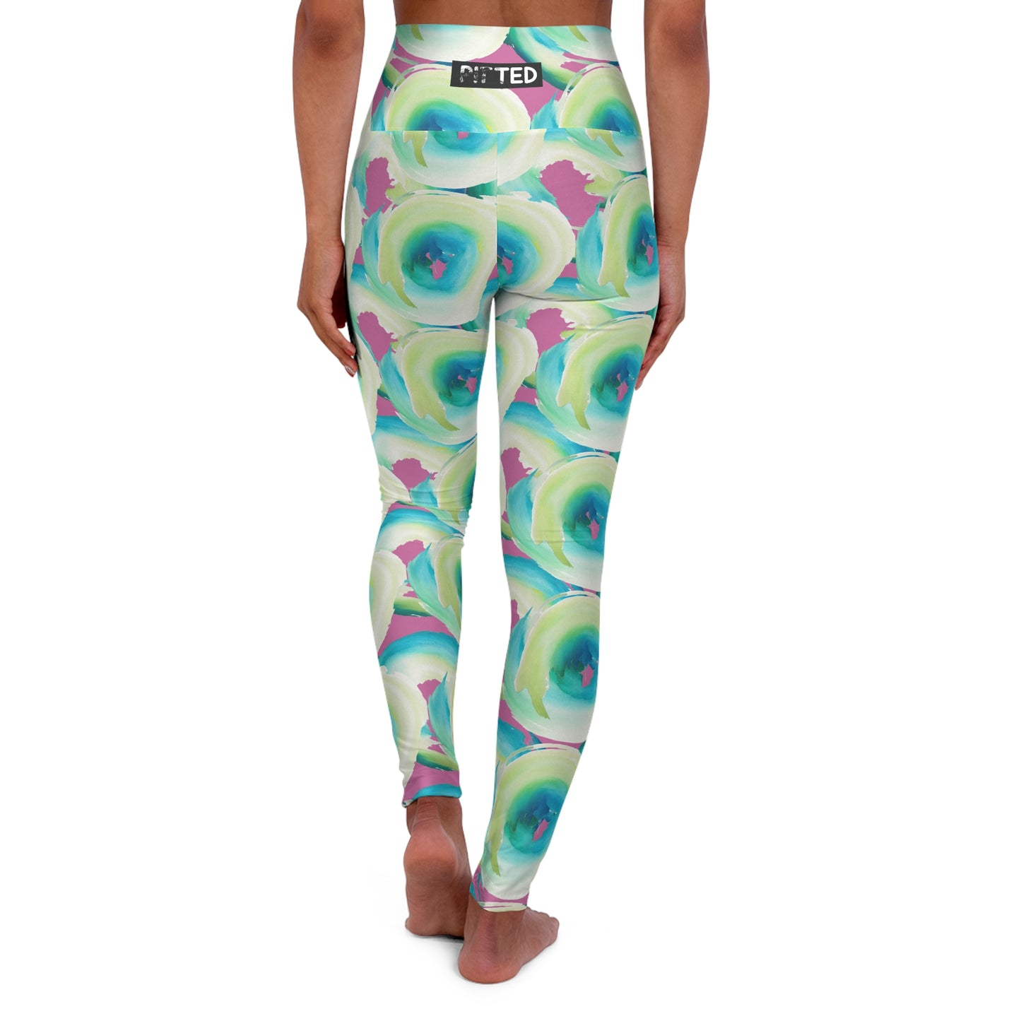 Bold Watercolor Pink Yoga Leggings – Comfort & Style