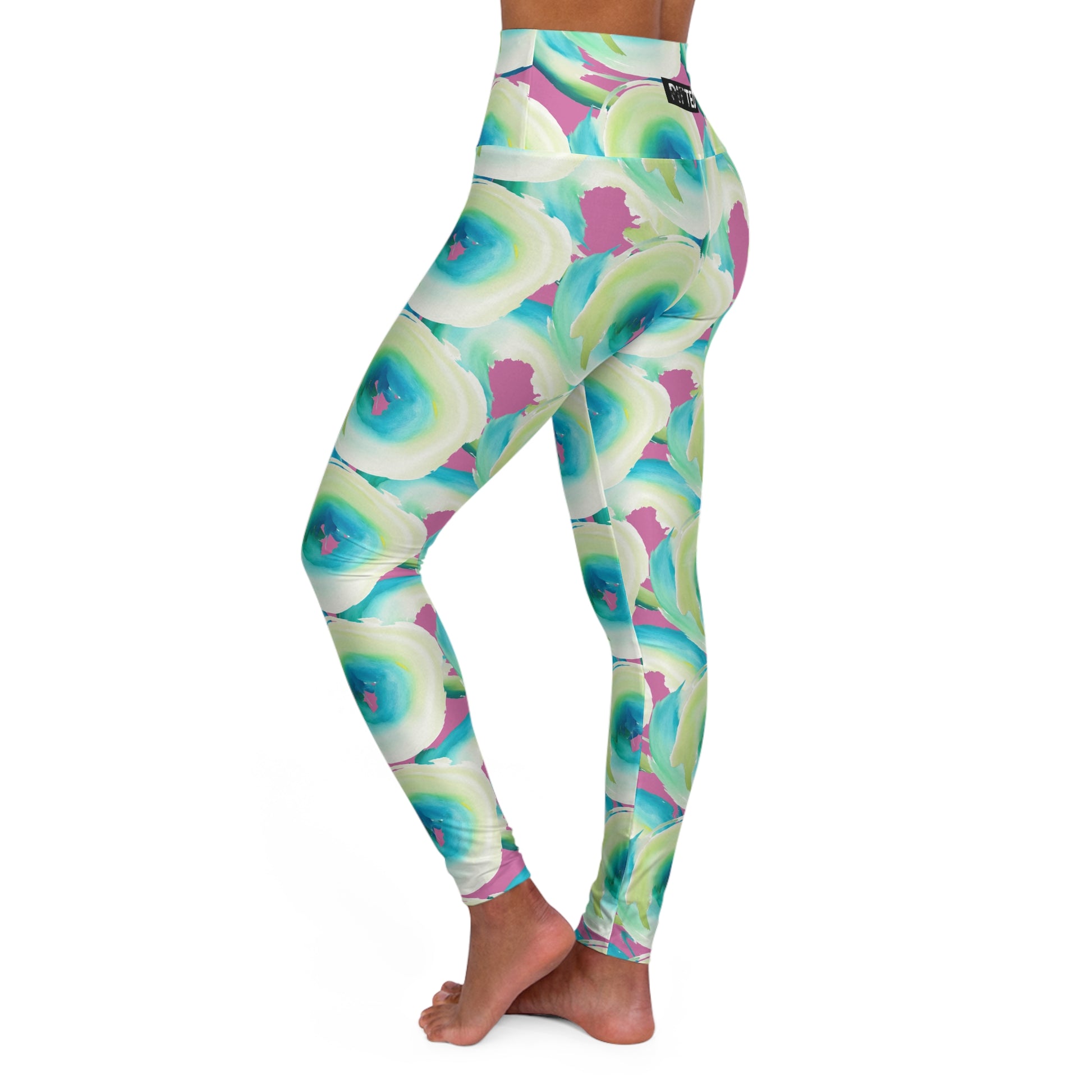 Bold Watercolor Pink Yoga Leggings – Comfort & Style