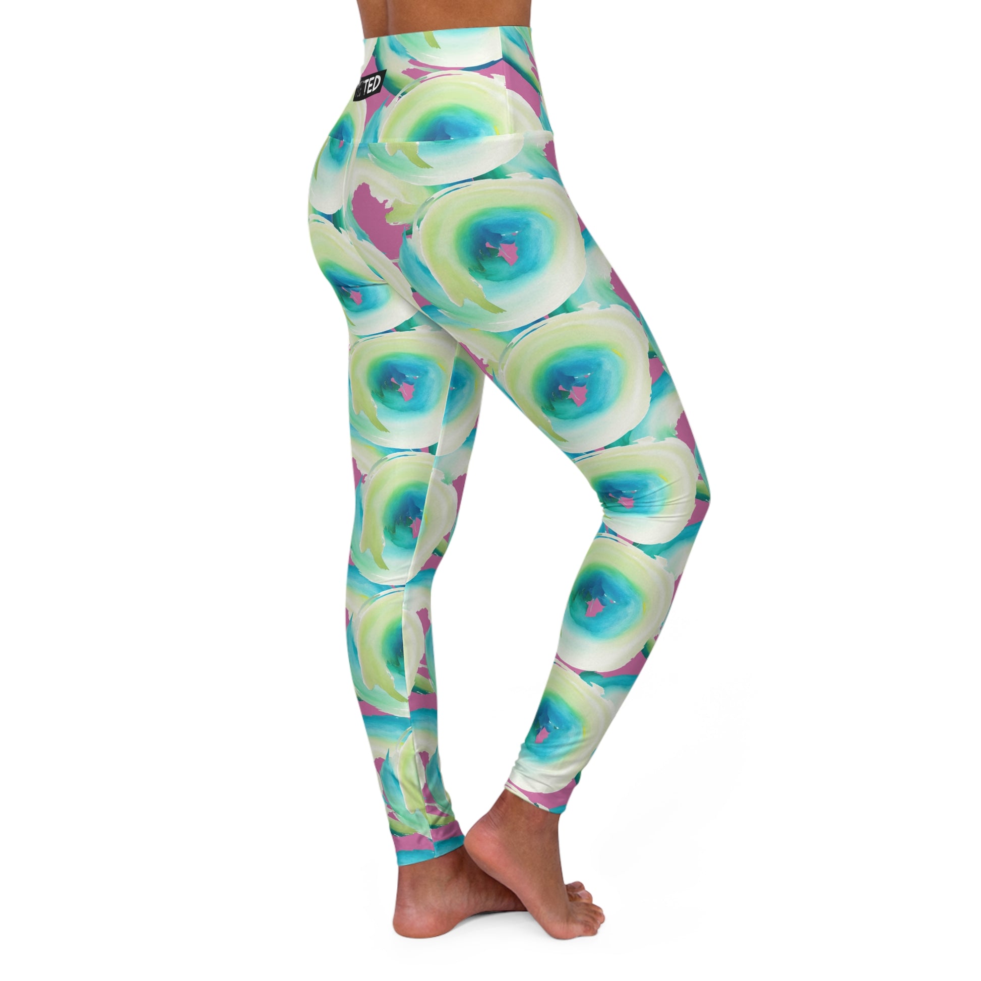 Bold Watercolor Pink Yoga Leggings – Comfort & Style