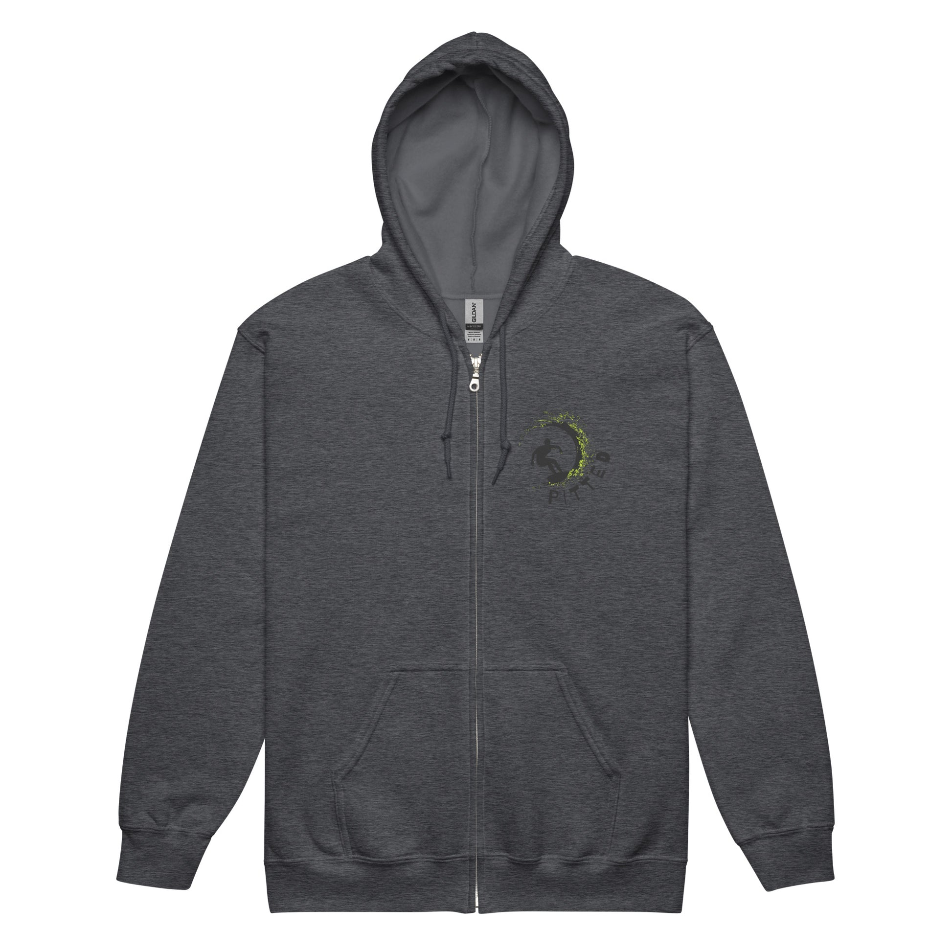 Can’t Catch Me PITTED Hoodie: Comfort Meets Bold Style Zip Up Dark Heather Front