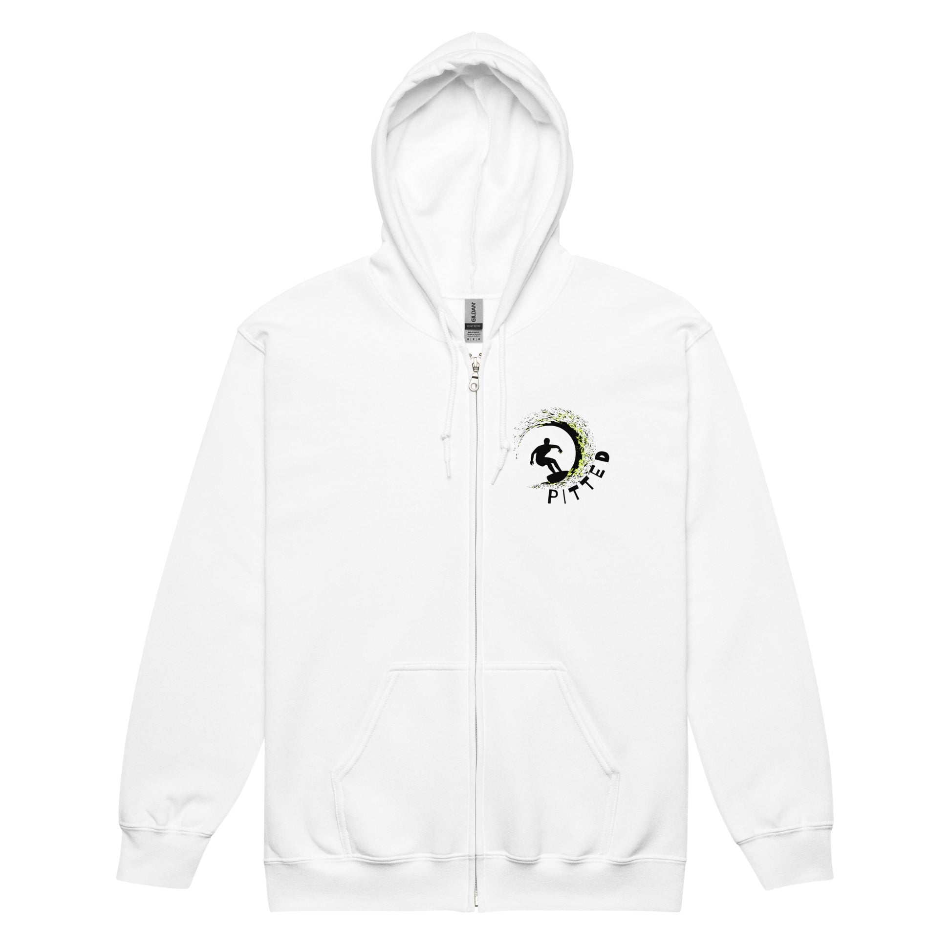 Can’t Catch Me PITTED Hoodie: Comfort Meets Bold Style Zip Up White Front