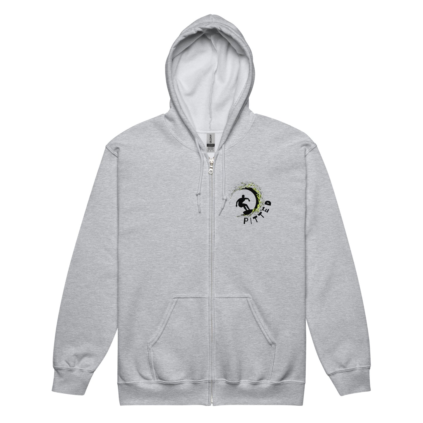 Can’t Catch Me PITTED Hoodie: Comfort Meets Bold Style Zip Up Sport Grey Front