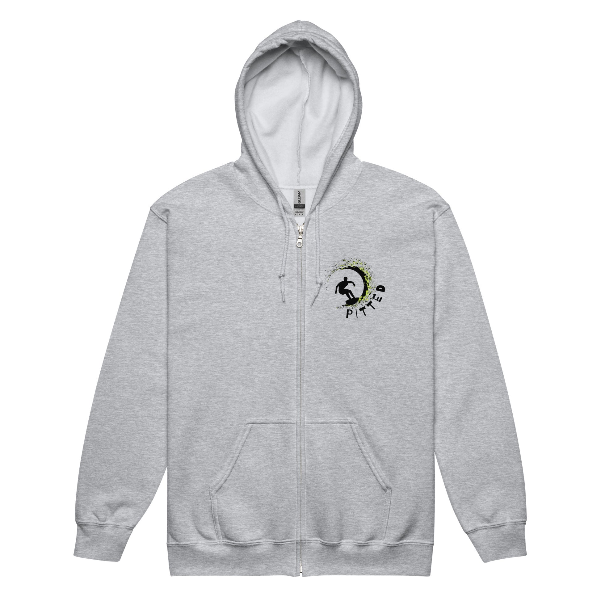 Can’t Catch Me PITTED Hoodie: Comfort Meets Bold Style Zip Up Sport Grey Front