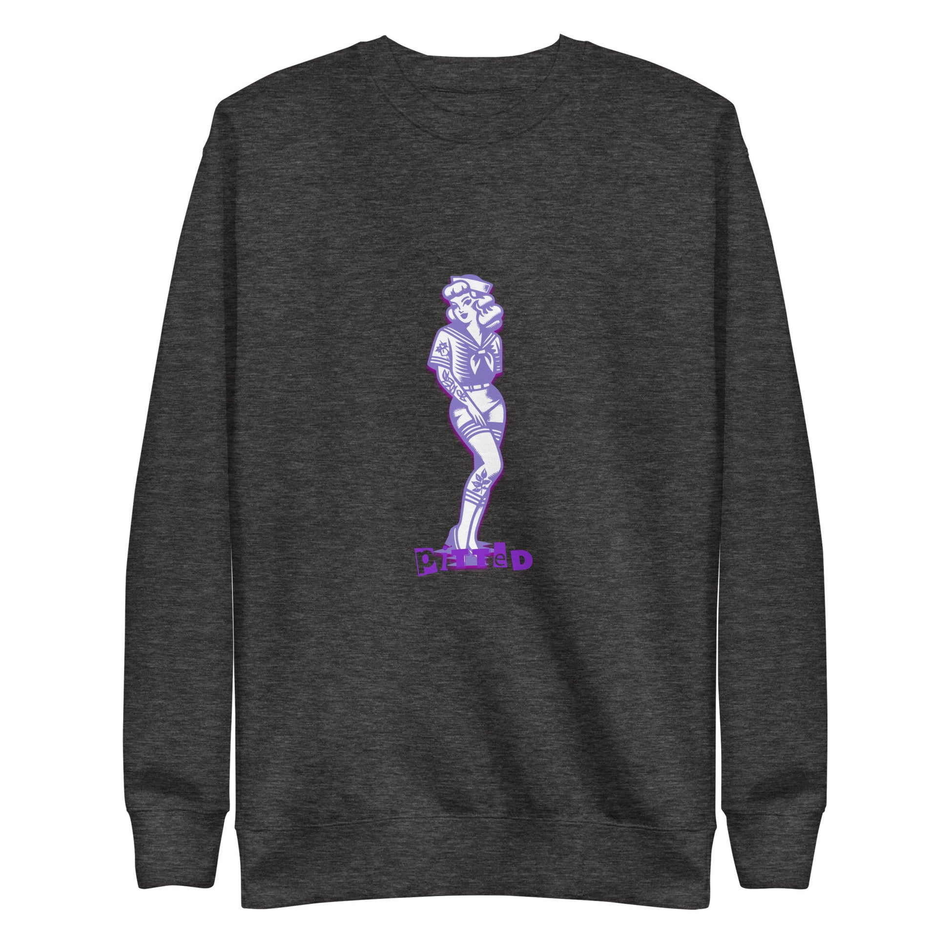 Hey Sailor PITTED Crew Neck: Sail into Bold Comfort Charcoal Heather Grey