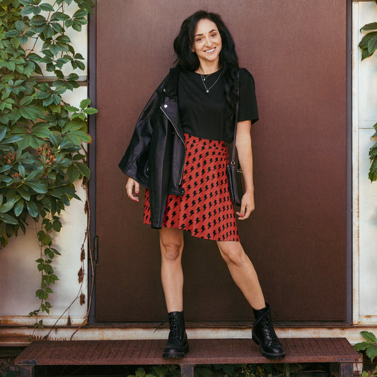 PITTED: Electrify Your Look with the PITTED Lightning Pattern Red Skirt
