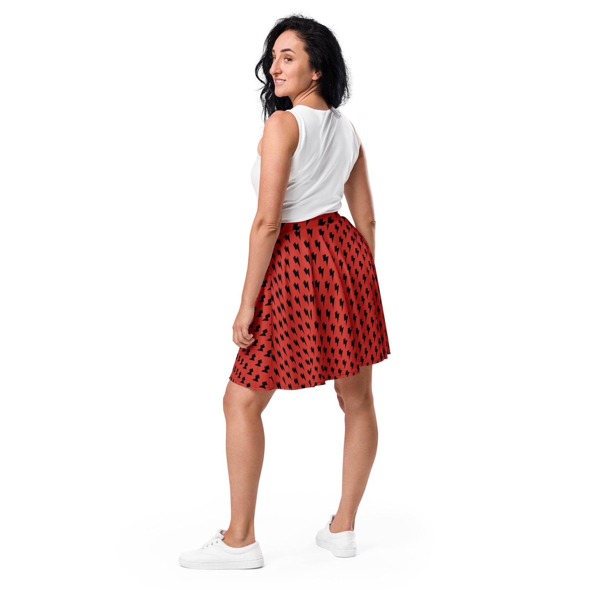 PITTED: Electrify Your Look with the PITTED Lightning Pattern Red Skirt