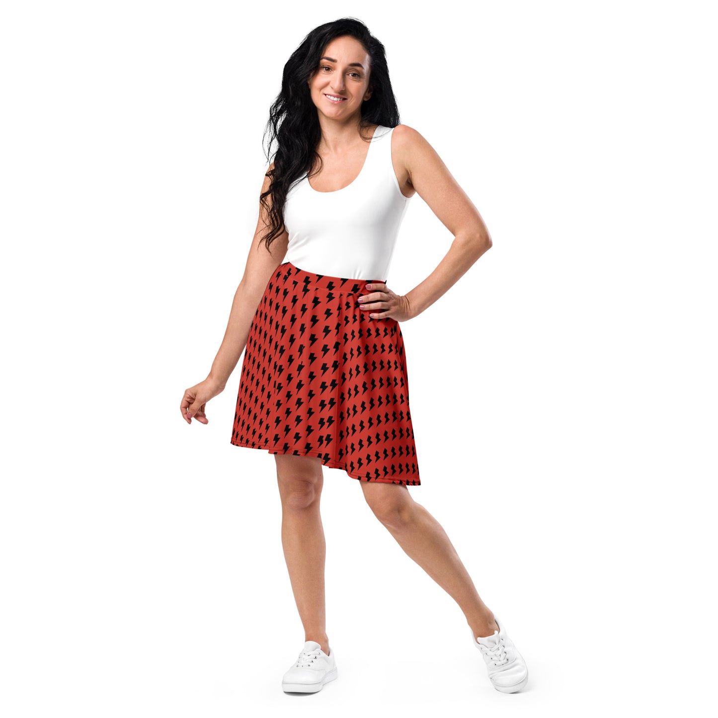 PITTED: Electrify Your Look with the PITTED Lightning Pattern Red Skirt