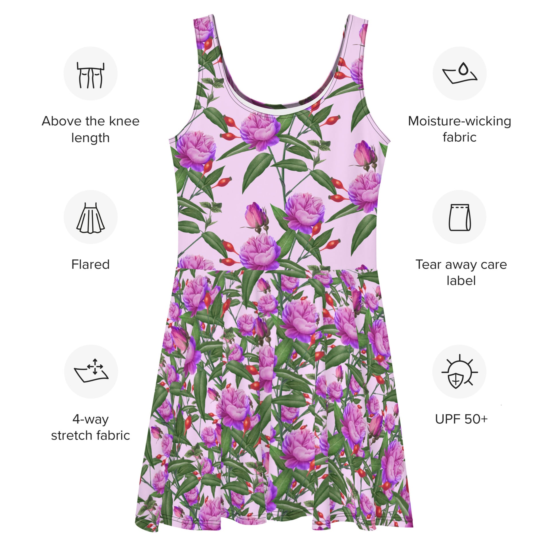 PITTED: Lavender Floral Skater Dress Elegant & Eco-Friendly