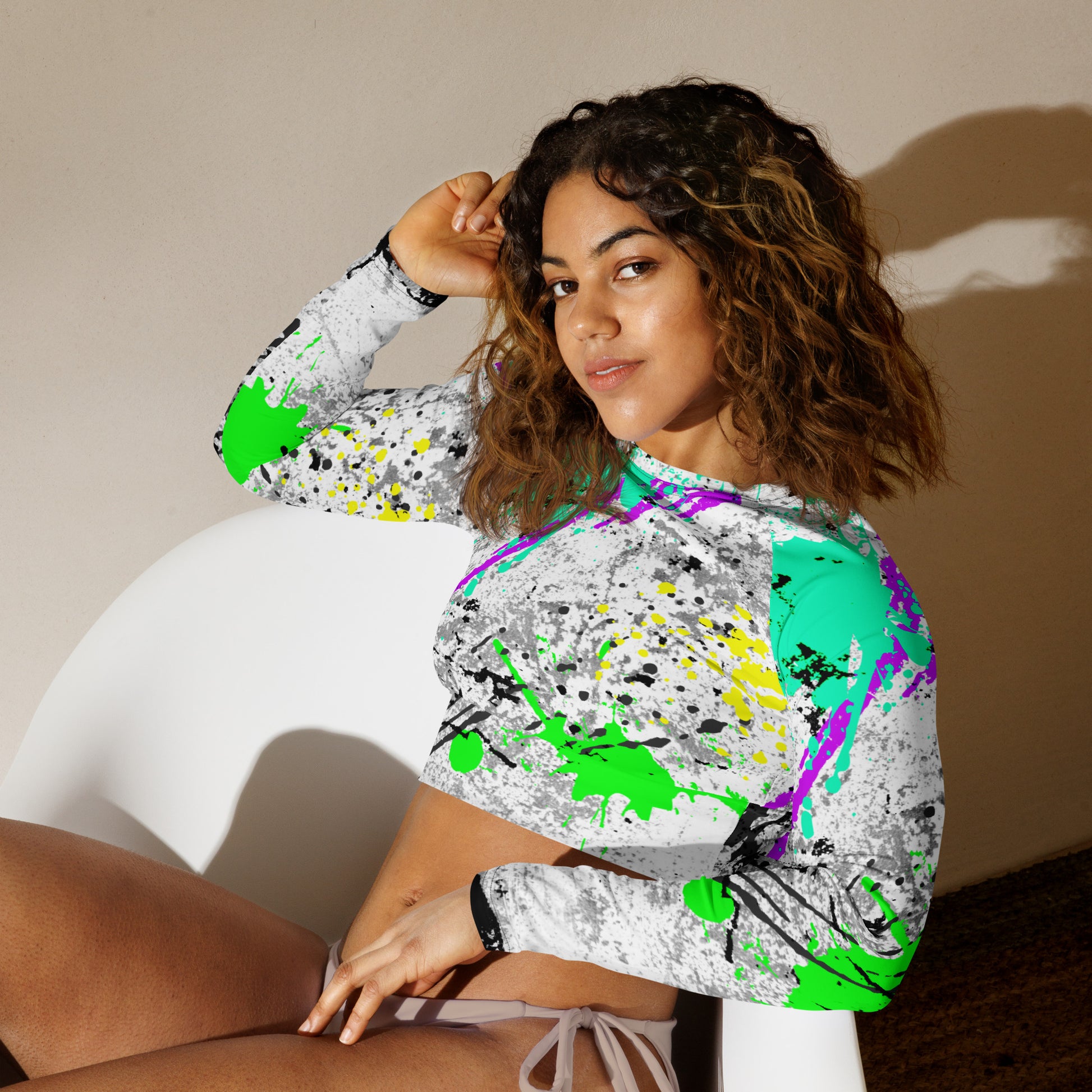 PITTED: Pollock Splash Long Sleeve Crop: Eco-Friendly & Trendy