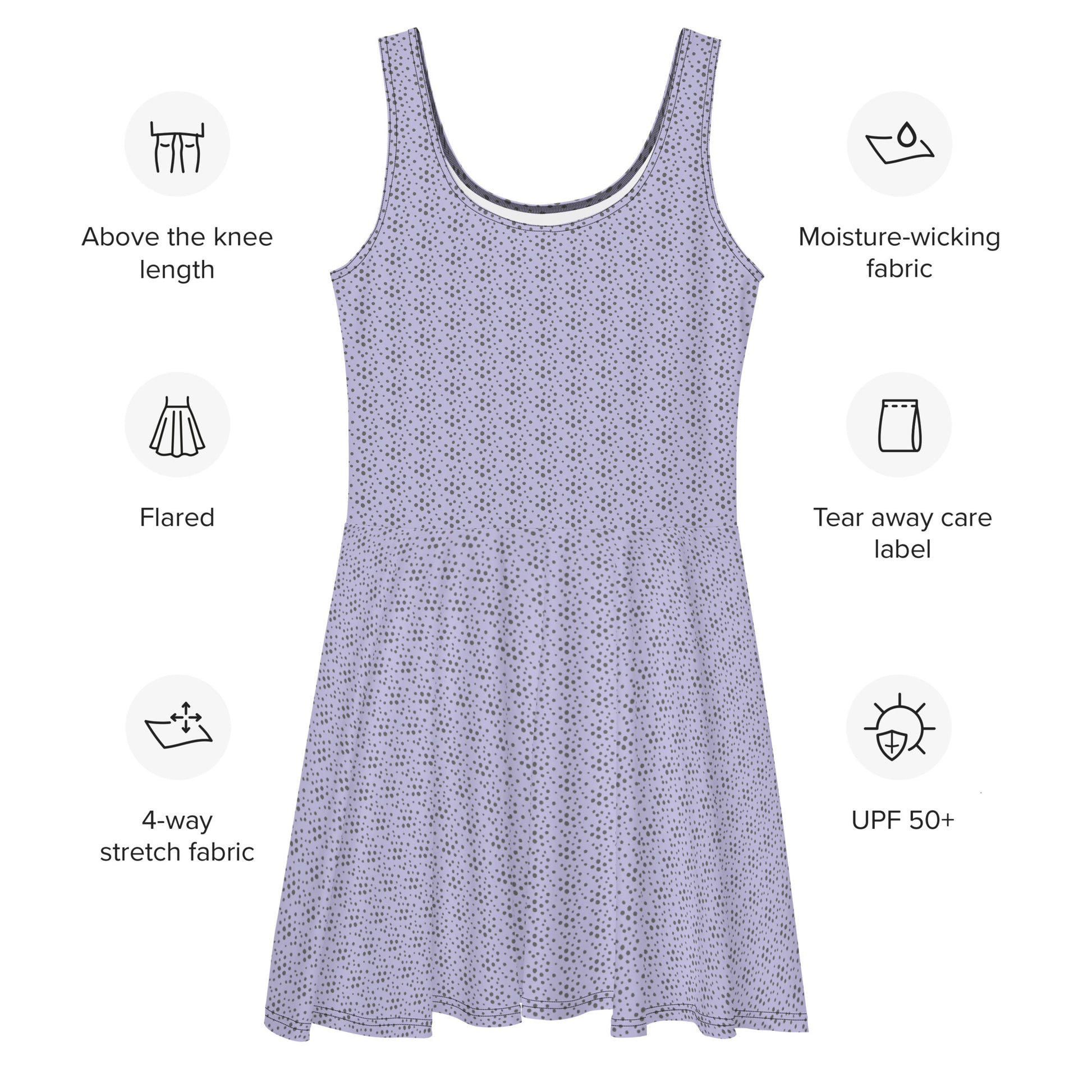 PITTED: Purple Spray Skater Dress, Chic & Eco-Friendly Style