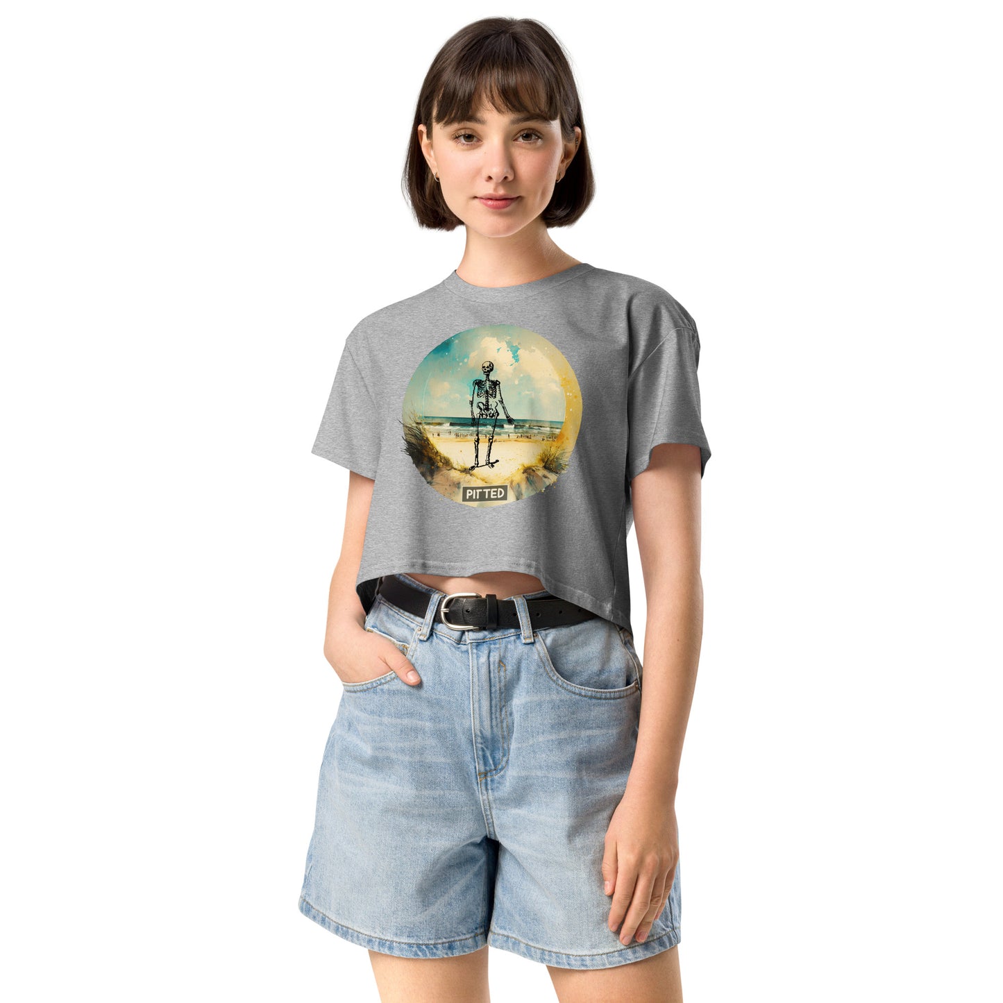 PITTED: Skeleton Beach Graphic Crop Top – Bold & Comfortable Style