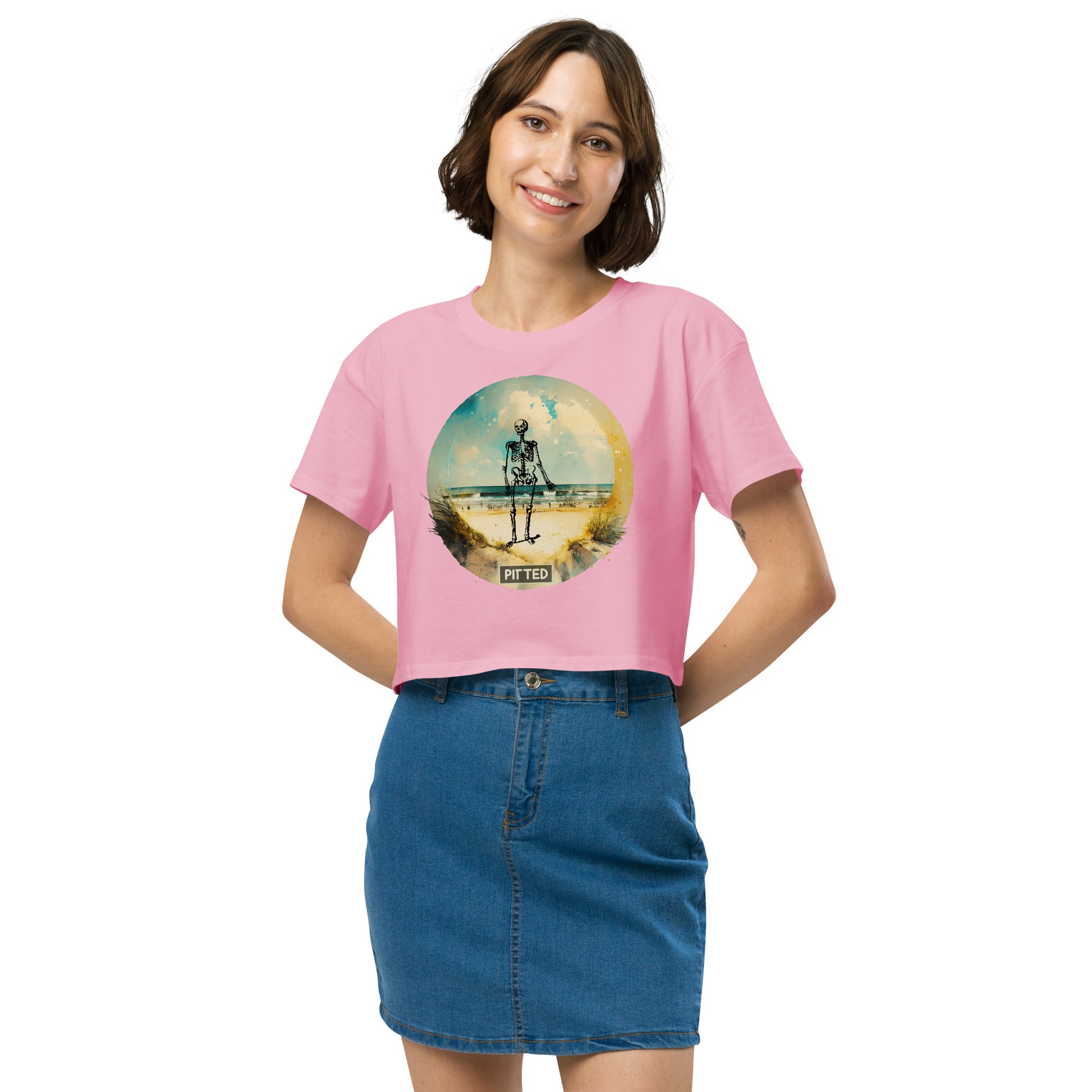 PITTED: Skeleton Beach Graphic Crop Top – Bold & Comfortable Style