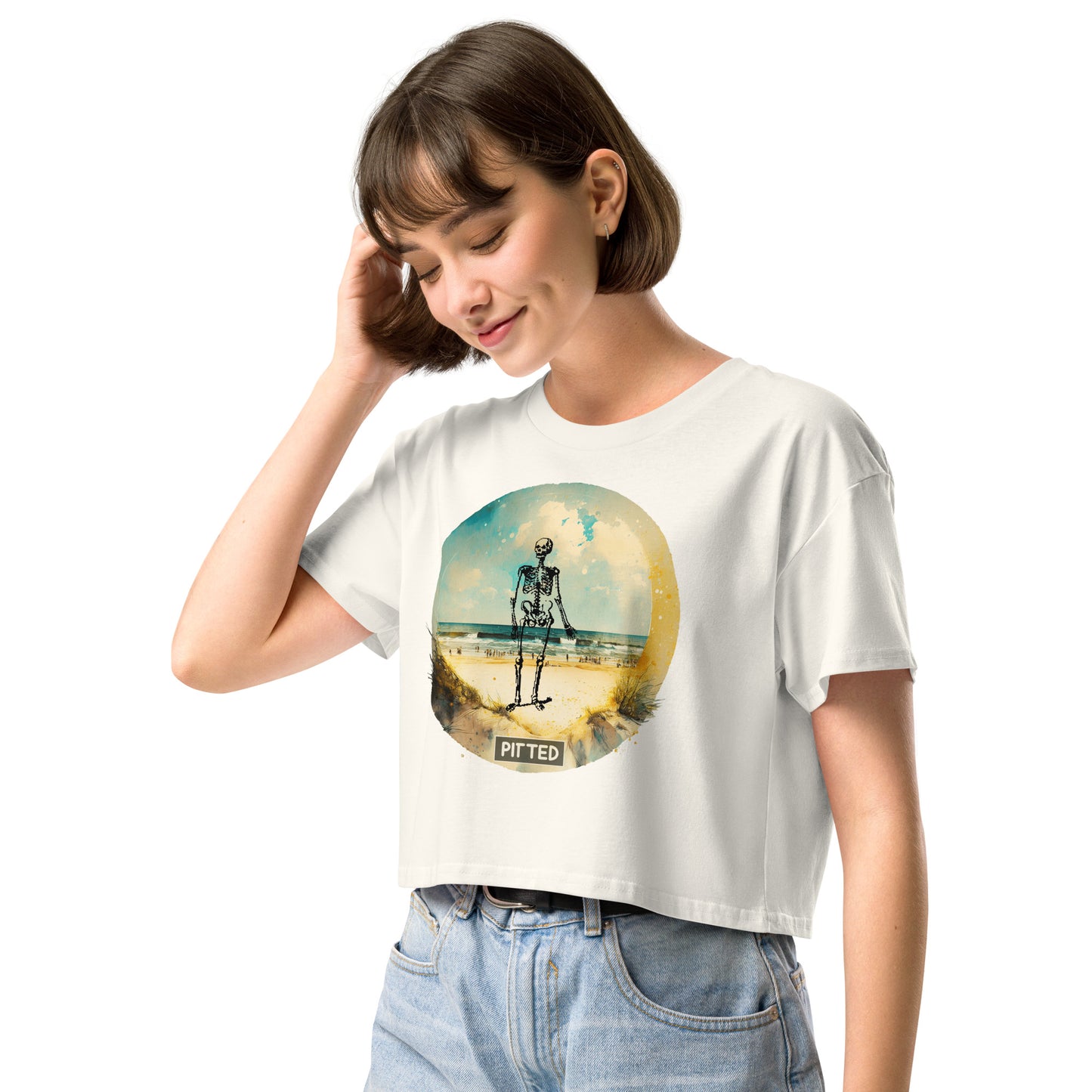 PITTED: Skeleton Beach Graphic Crop Top – Bold & Comfortable Style