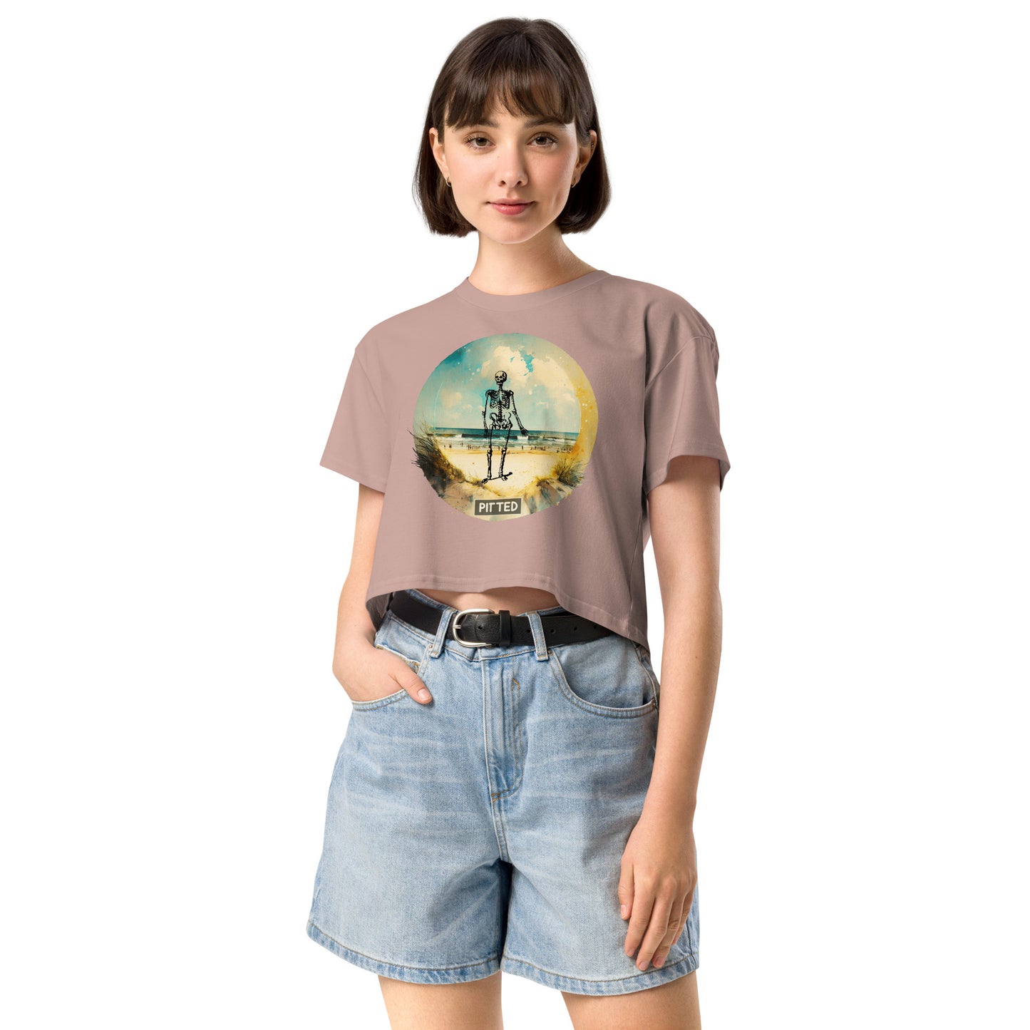 PITTED: Skeleton Beach Graphic Crop Top – Bold & Comfortable Style