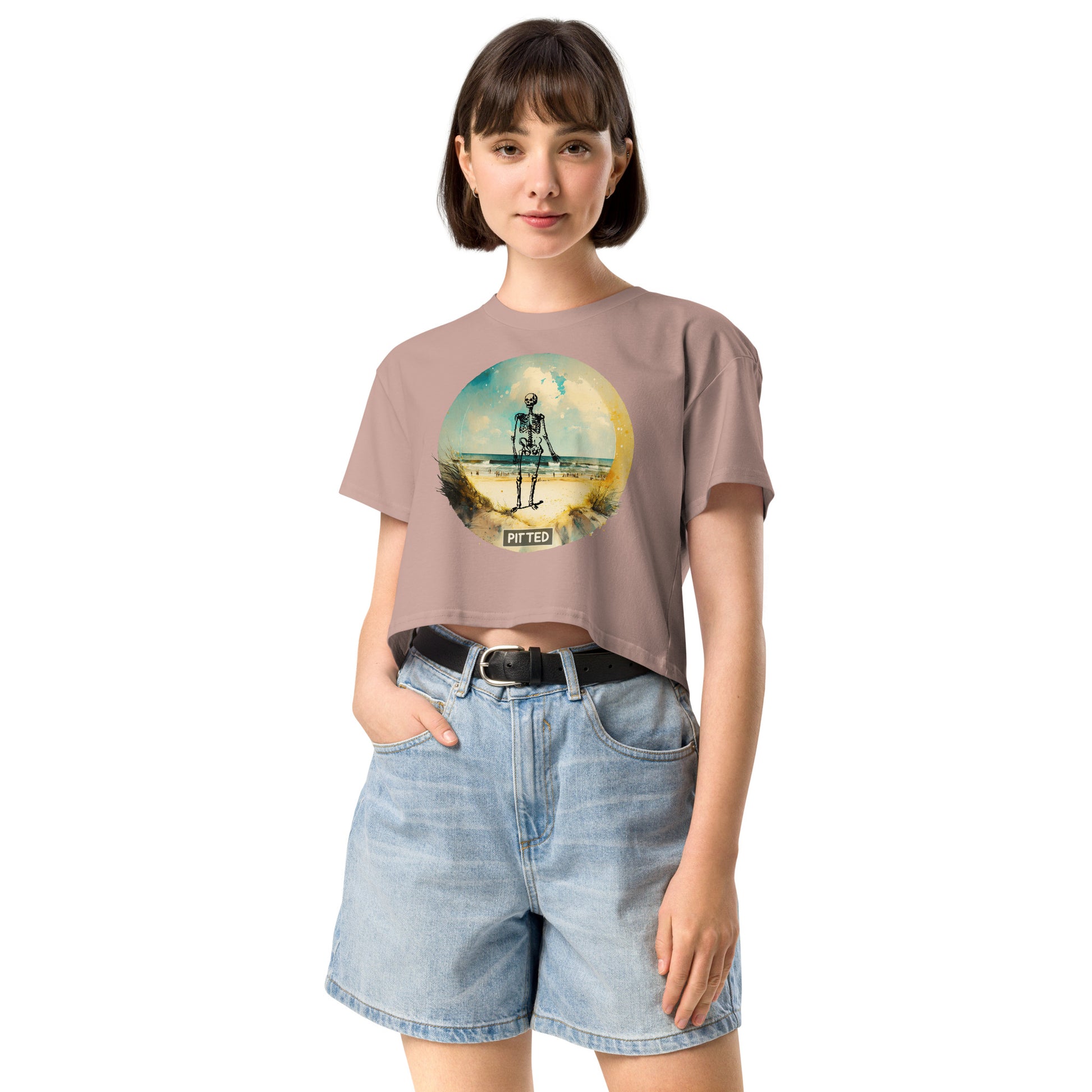 PITTED: Skeleton Beach Graphic Crop Top – Bold & Comfortable Style