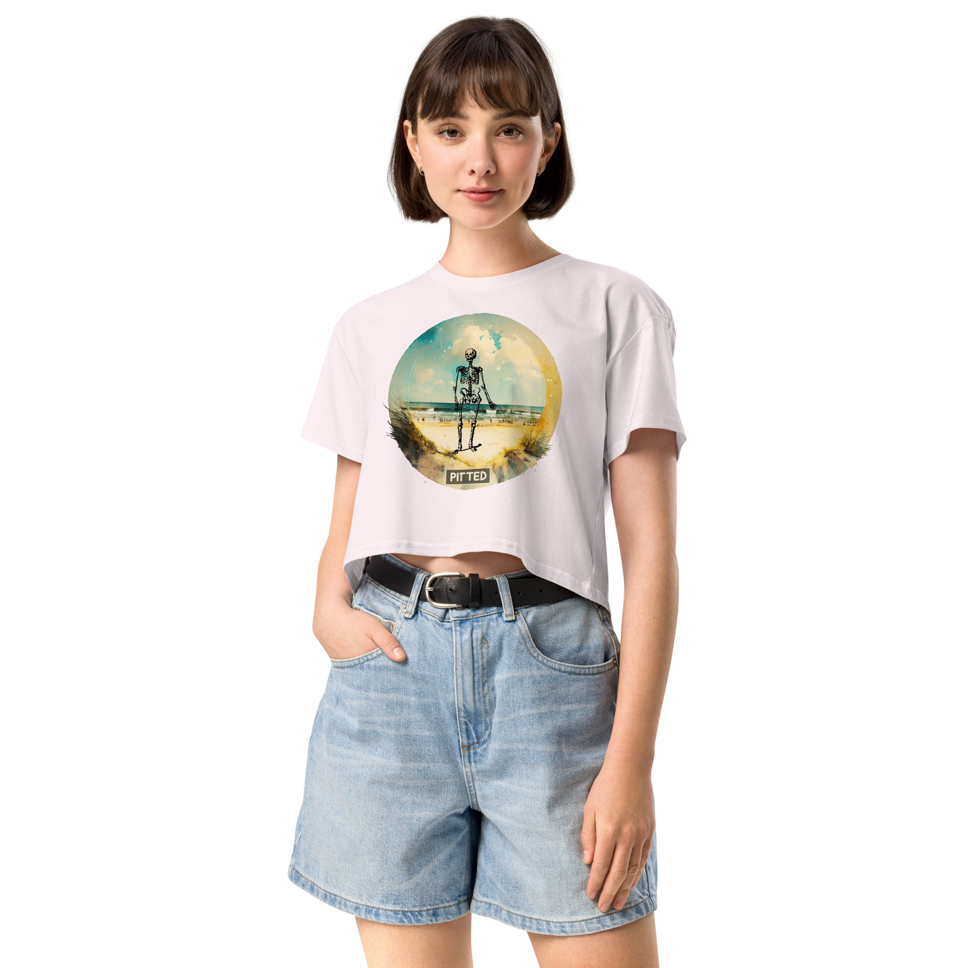 PITTED: Skeleton Beach Graphic Crop Top – Bold & Comfortable Style