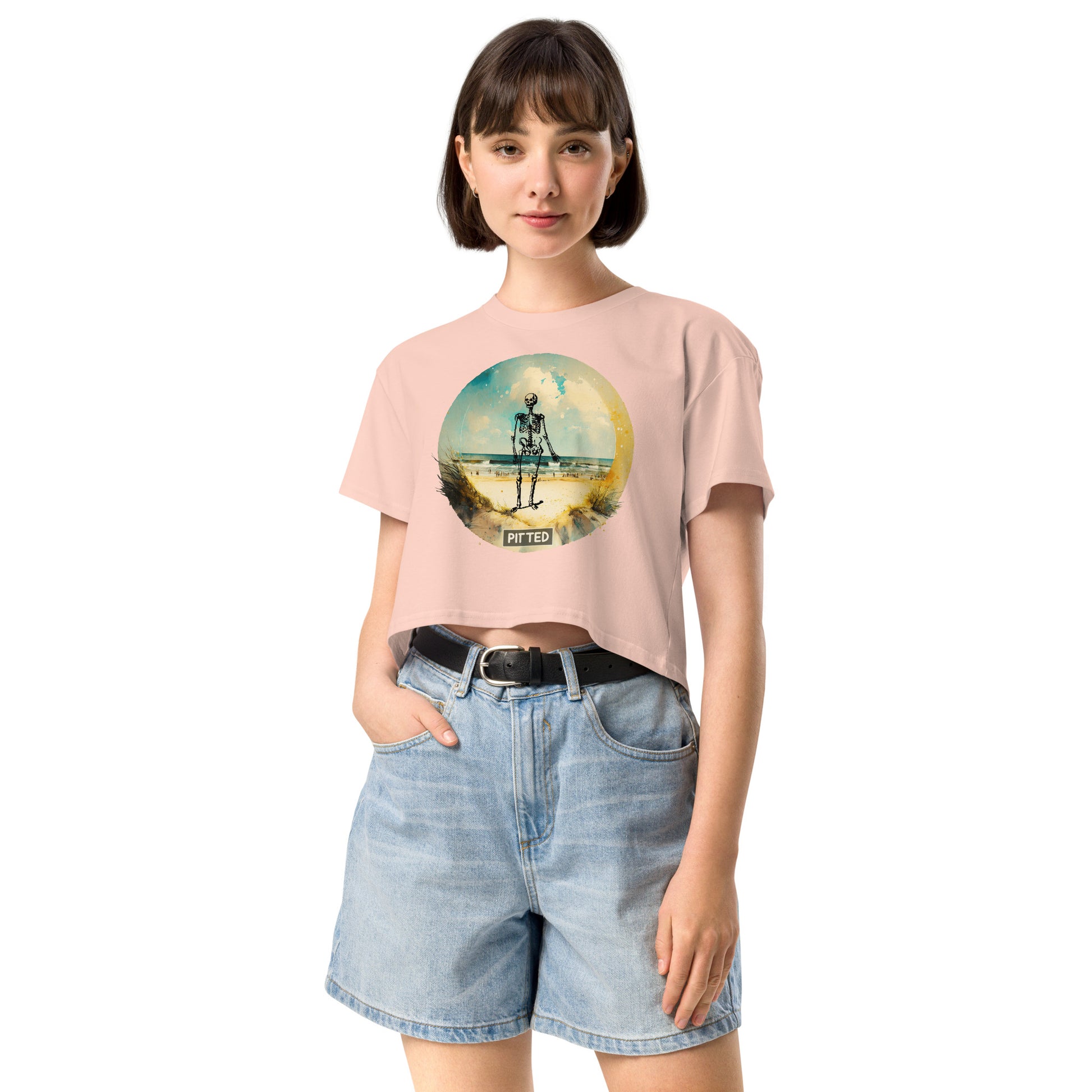 PITTED: Skeleton Beach Graphic Crop Top – Bold & Comfortable Style