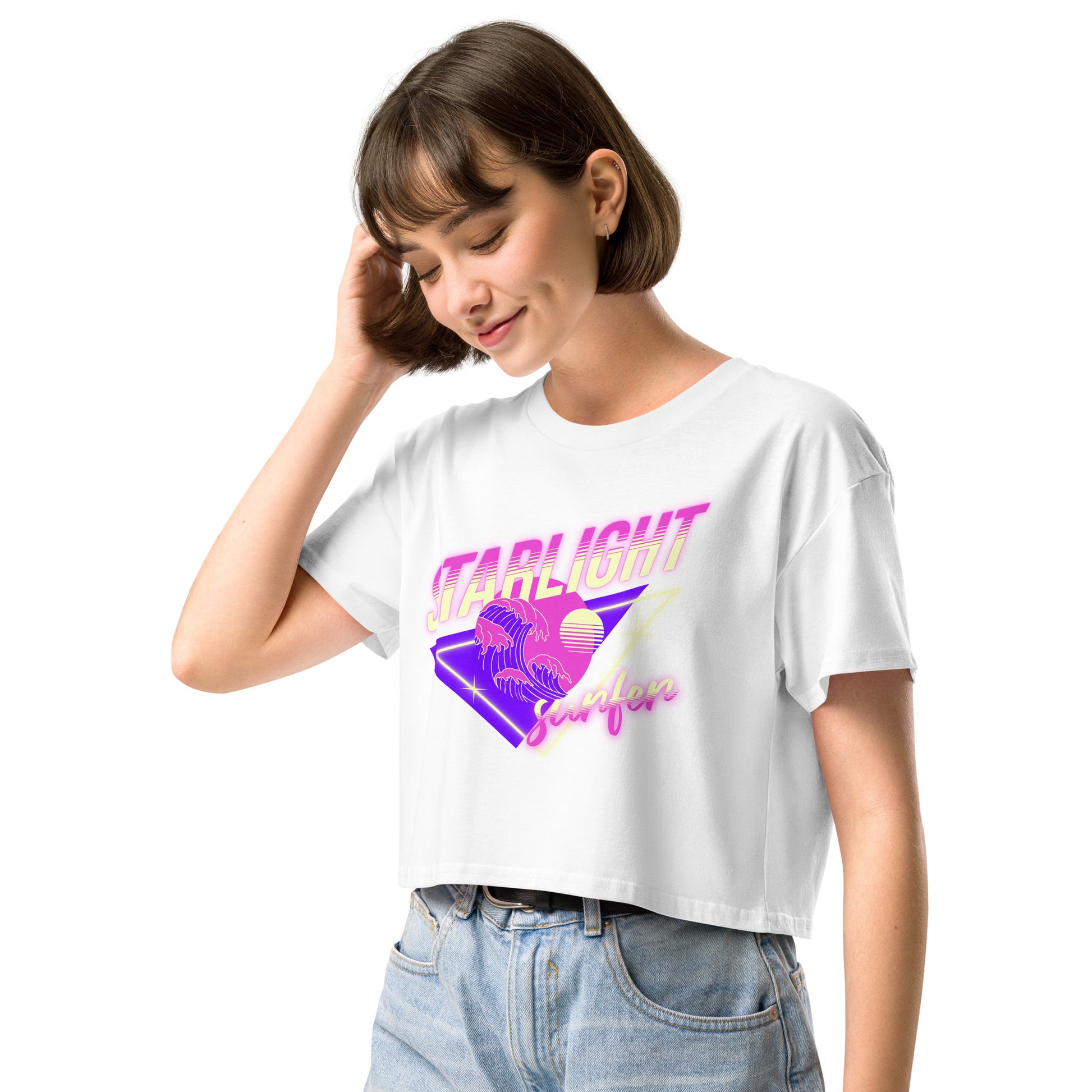 PITTED: Starlight Surfer Graphic Crop Top – Soft, Trendy, and Eco-Friendly