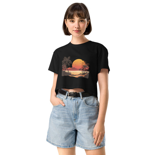 PITTED Sunset Beach Graphic Crop Top – Soft, Stylish, and Sustainable