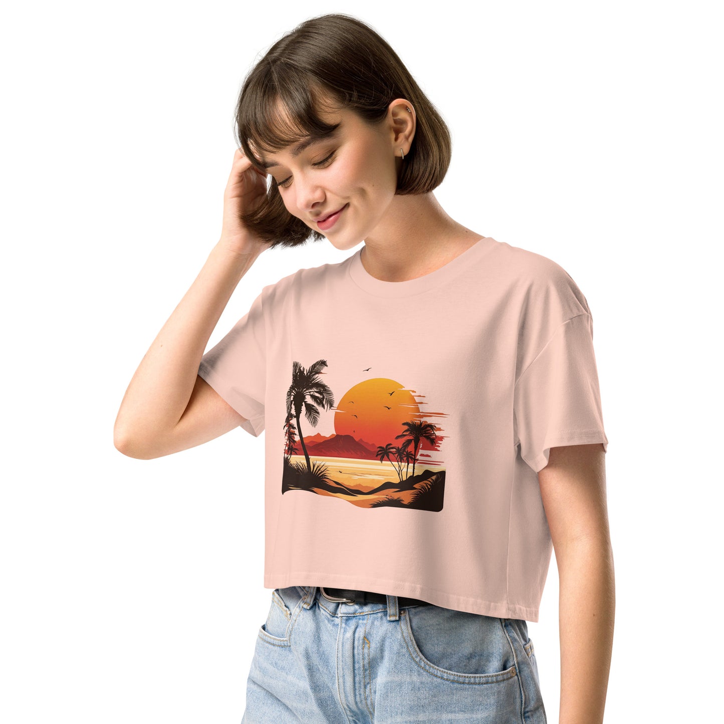 PITTED Sunset Beach Graphic Crop Top – Soft, Stylish, and Sustainable
