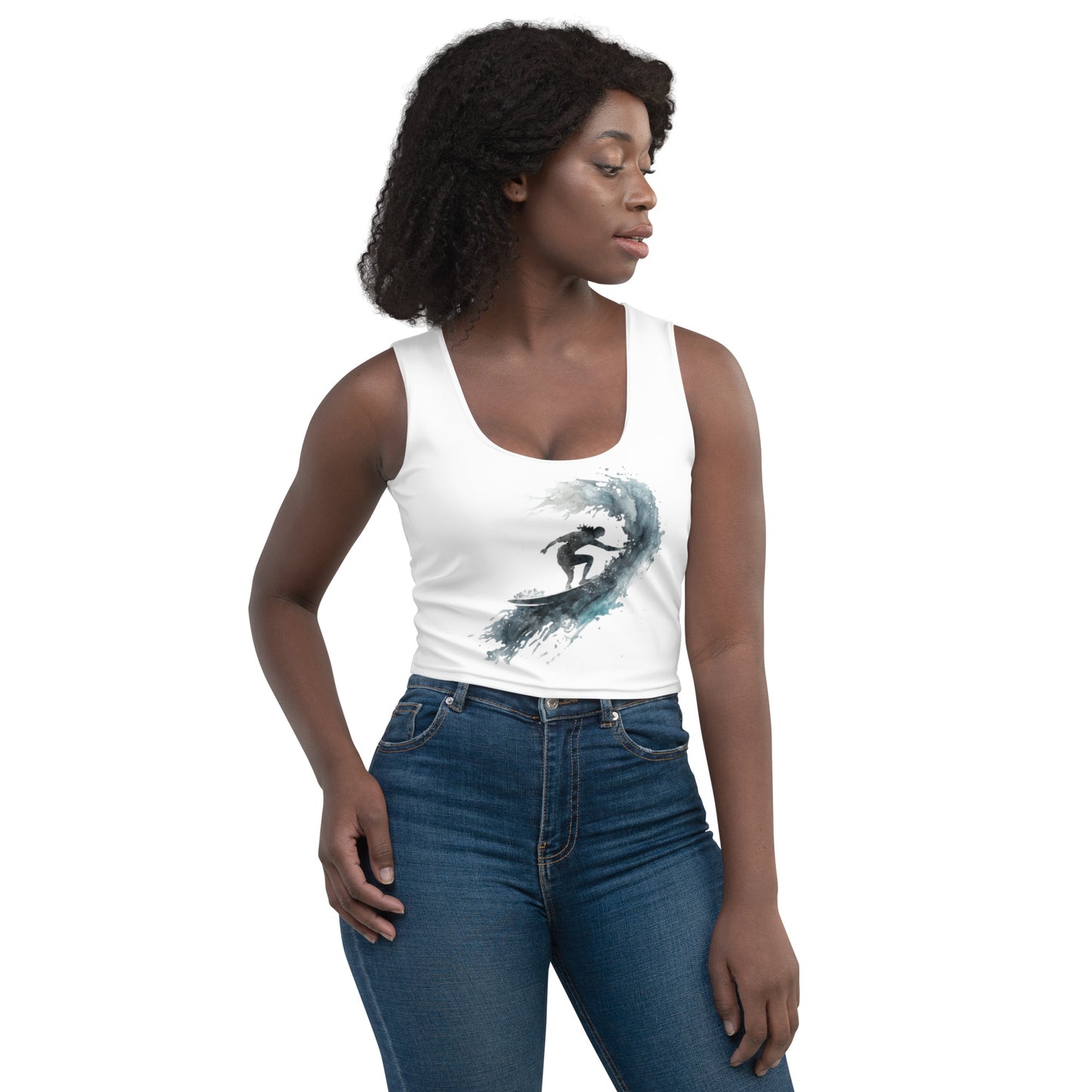 WaterColor Surf Girl Crop Top - Stylish & Comfortable