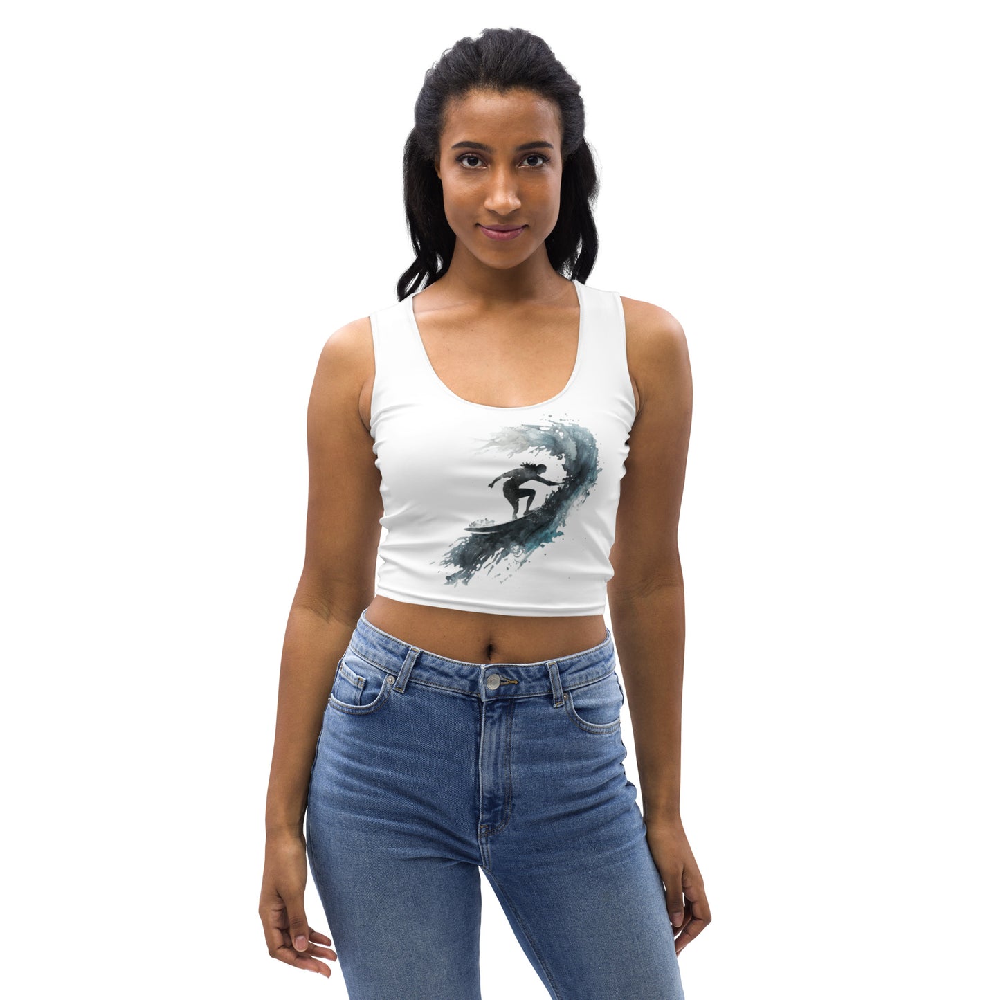 WaterColor Surf Girl Crop Top - Stylish & Comfortable