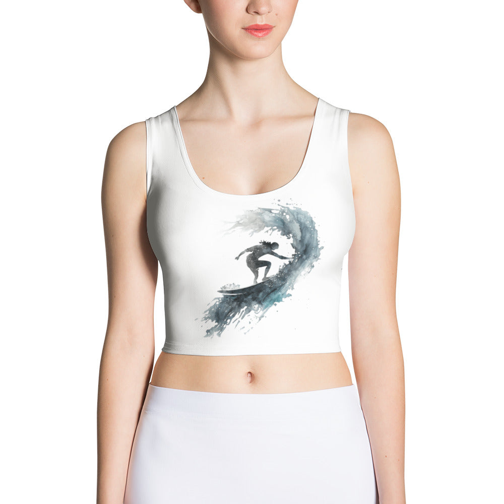 WaterColor Surf Girl Crop Top - Stylish & Comfortable