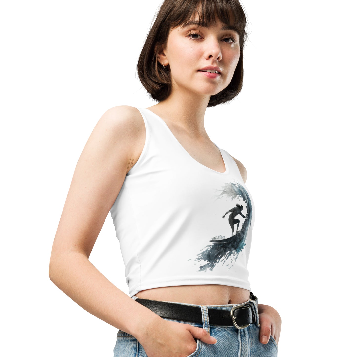 WaterColor Surf Girl Crop Top - Stylish & Comfortable