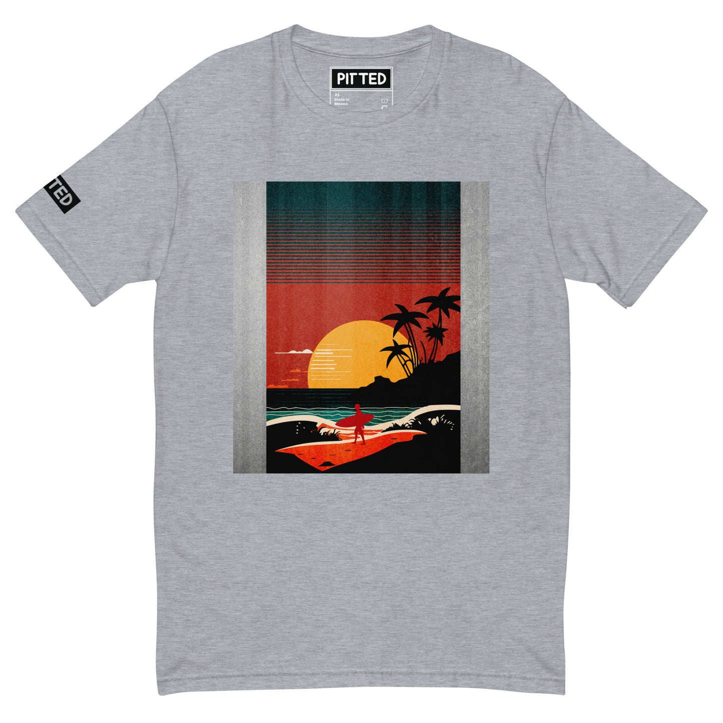 Ride the Last Wave with PITTED Men's Graphic T-shirt Grey