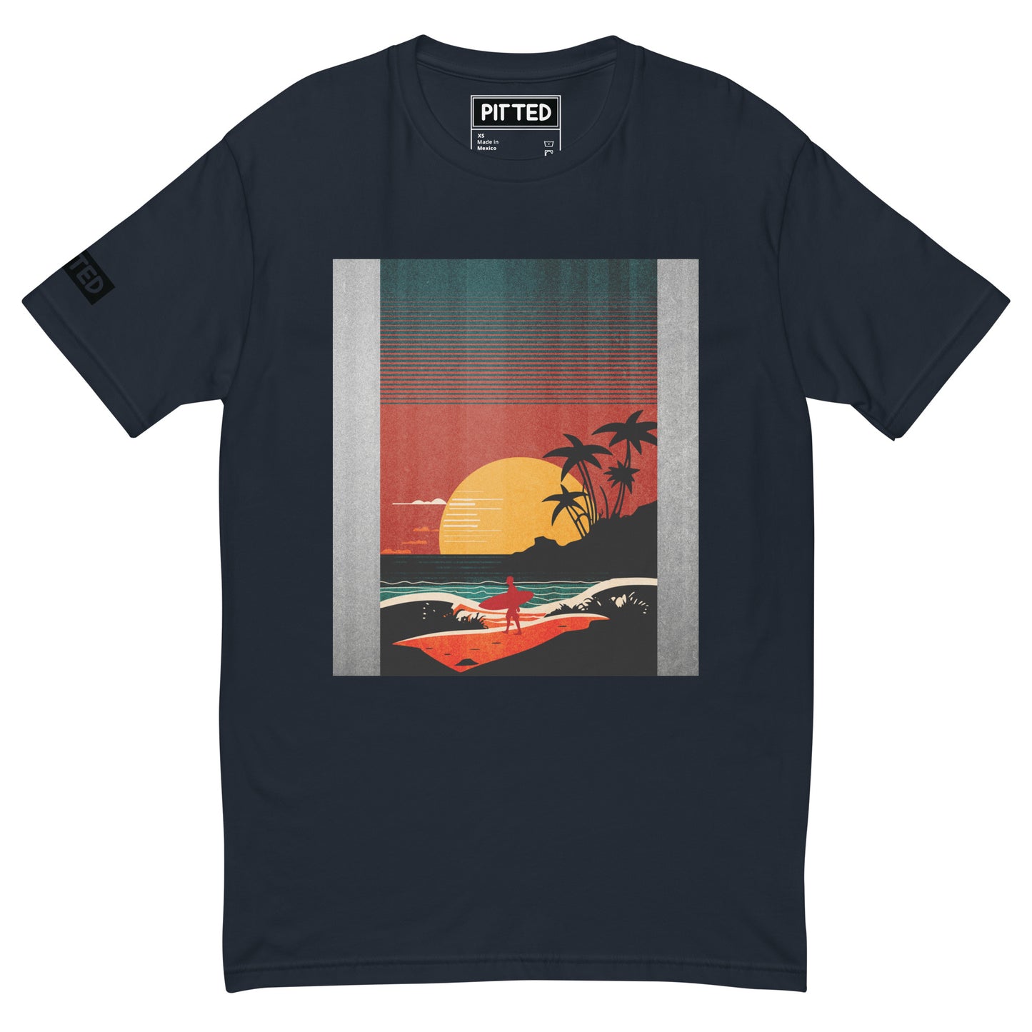 Ride the Last Wave with PITTED Men's Graphic T-shirt Black